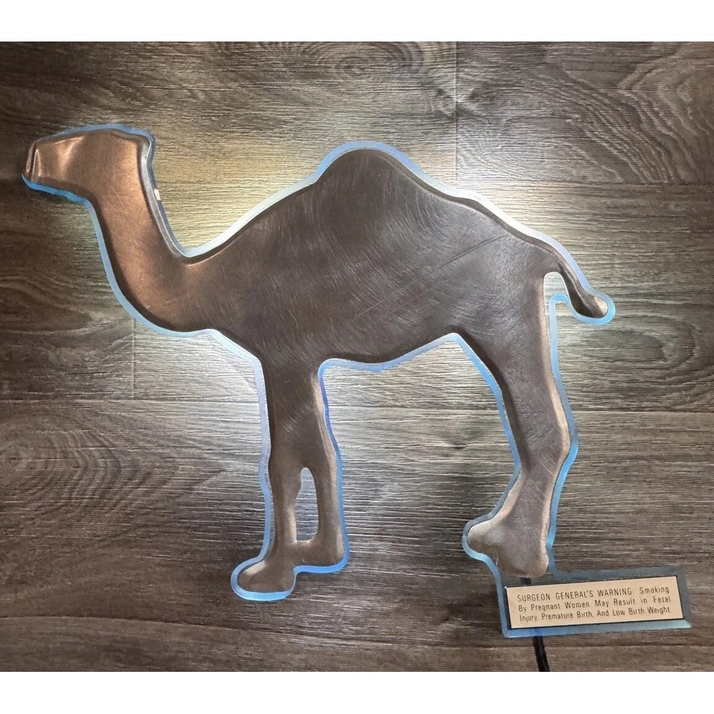 Camel Cigarettes Lighted Bar Sign Silhouette With Blue Light-piped Edge Accents
